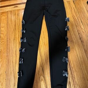 Black Bow-Accent Leggings